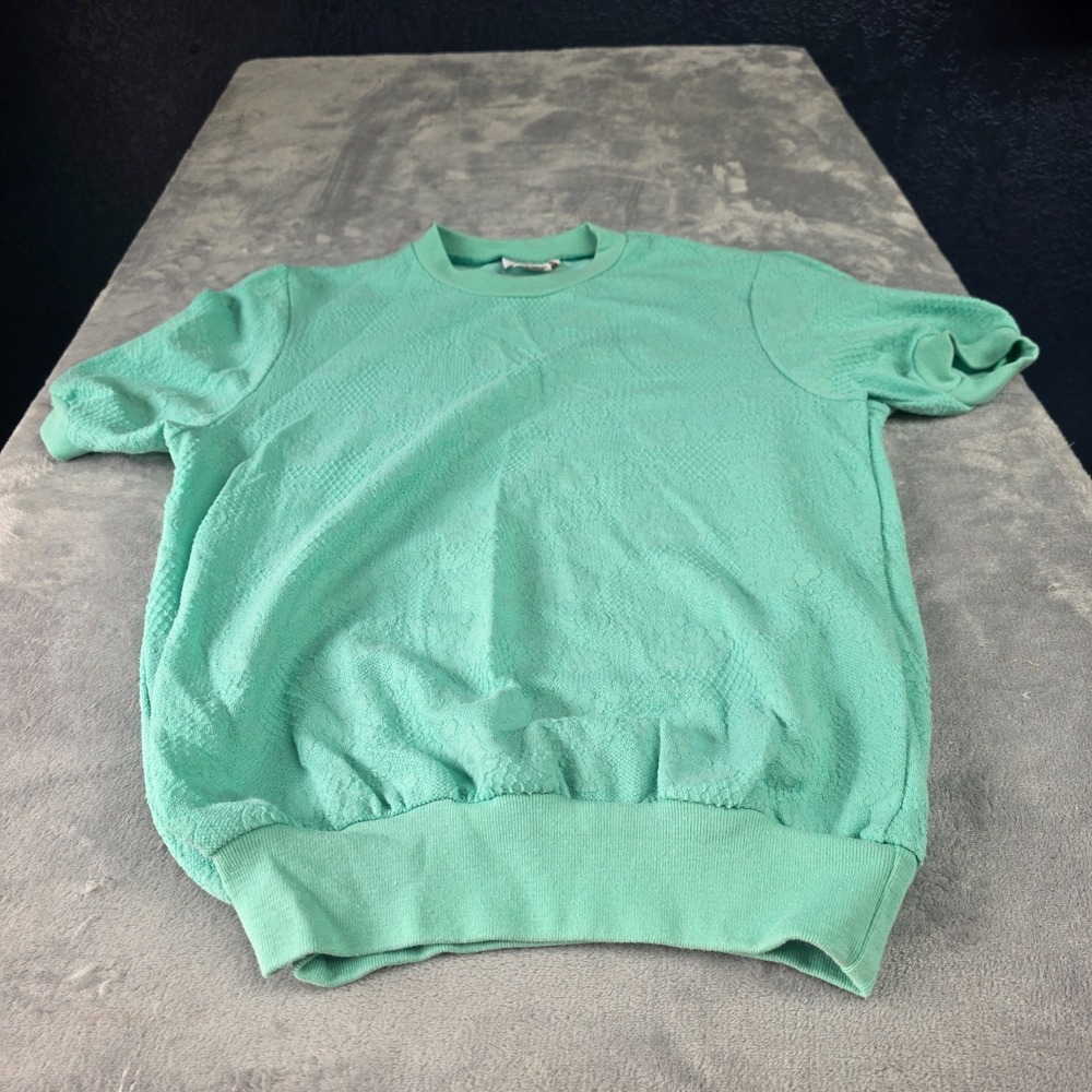 Vintage  American Collection Mint Green Short‎ Sleeve Textured Knit Top-SZ Sm